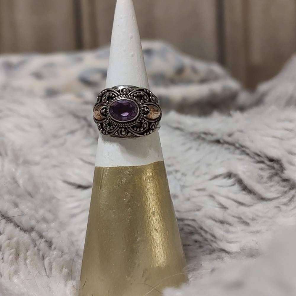✨Elegant Vintage Sterling Silver and Amethyst  Ring✨Size 7